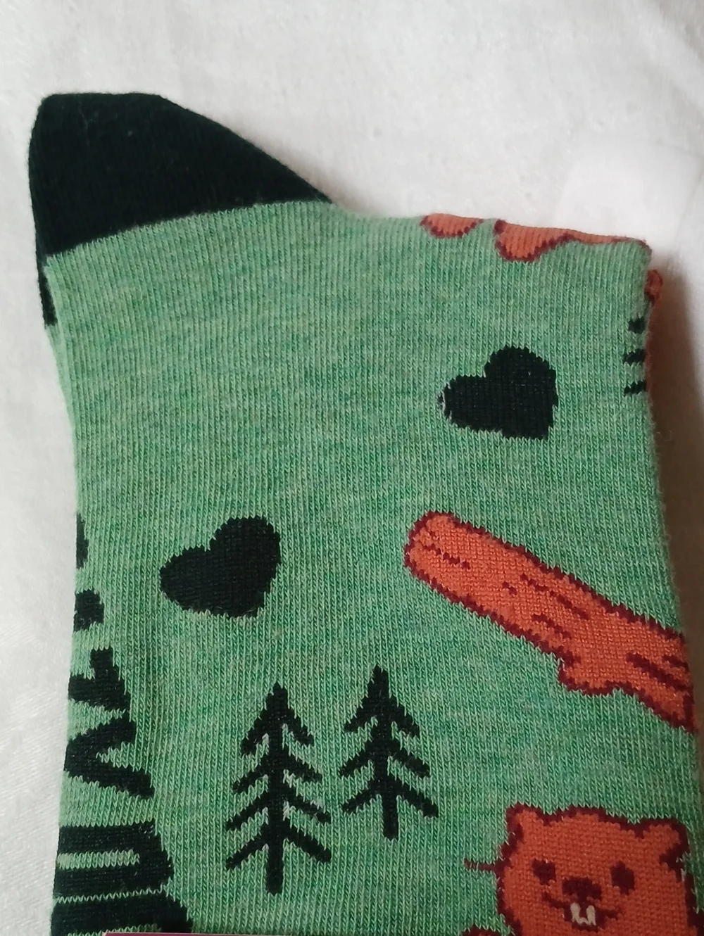 Crazy Dog T Shirts “Dam Girl” Beaver Socks Green Ladies Size 9-11